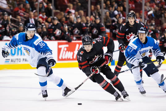 Anttoni Honka and Jesse Ylönen of Finland are being