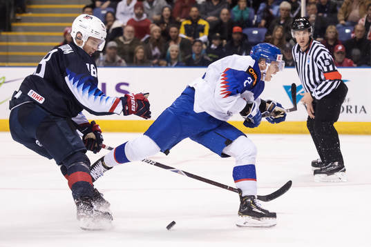 Oliver Wahlstrom of USA interferes Adam Liska of Slovakia