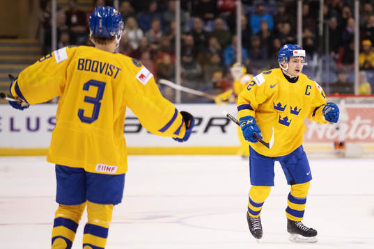 Erik Brännström of Sweden celebrates