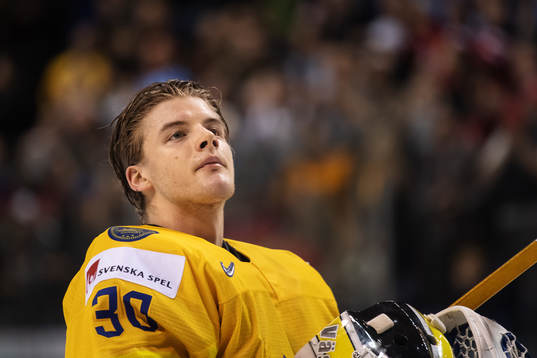 Goaltender Samuel Ersson of Sweden