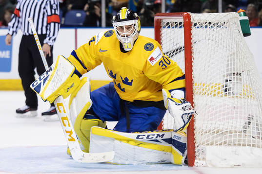 Goaltender Samuel Ersson of Sweden
