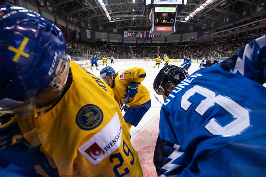 Pontus Holmberg and Emil Bemström of Sweden in action