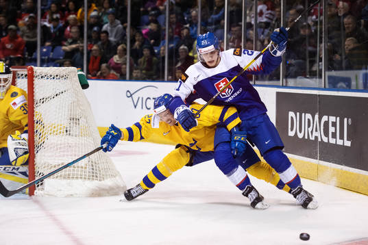 David Gustafsson of Sweden in action against Adam Ruzicka