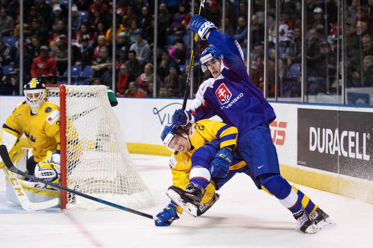 David Gustafsson of Sweden in action against Adam Ruzicka