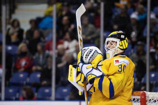 Goaltender Samuel Ersson of Sweden