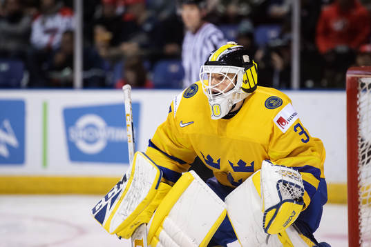 Goaltender Samuel Ersson of Sweden