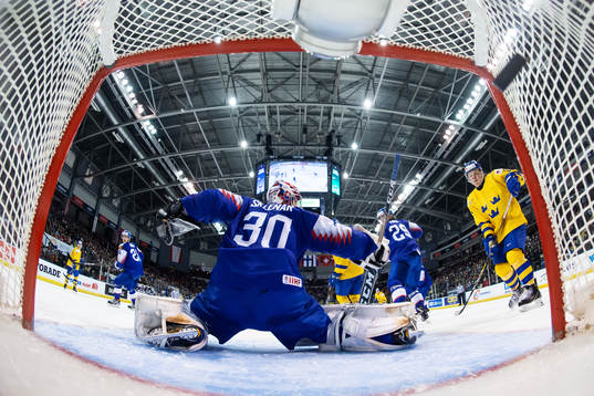 Erik Brännström (not pictured) of Sweden scores 1-4