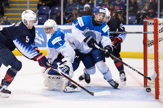 Tyler Madden and Josh Norris of USA in action against