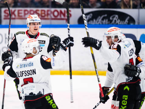 Malmö Redhawks Fredrik Händemark jublar med lagkamrater