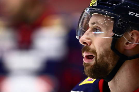 Linköpings James Wright före ishockeymatchen i SHL mellan