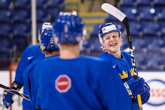 Fabian Zetterlund of team Sweden at a morning skate session