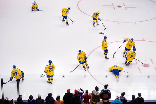 Players of team Sweden warm up