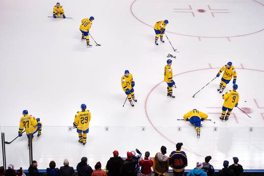 Players of team Sweden warm up