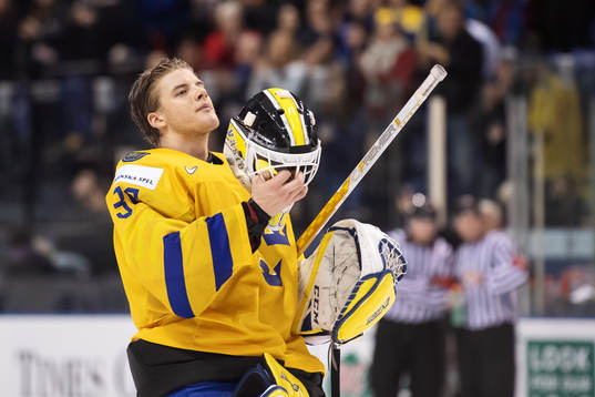 Goaltender Samuel Ersson of Sweden