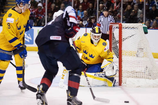 Goaltender Samuel Ersson of Sweden