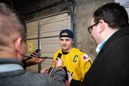 Erik Brännström of Sweden is being interviewed by
