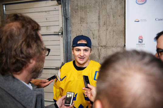 Erik Brännström of Sweden is being interviewed by