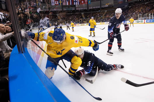 David Gustafsson of Sweden in action against Mikey Anderson