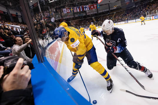 David Gustafsson of Sweden in action against Mikey Anderson