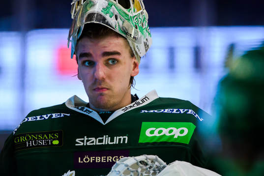 Färjestads målvakt Adam Werner deppar