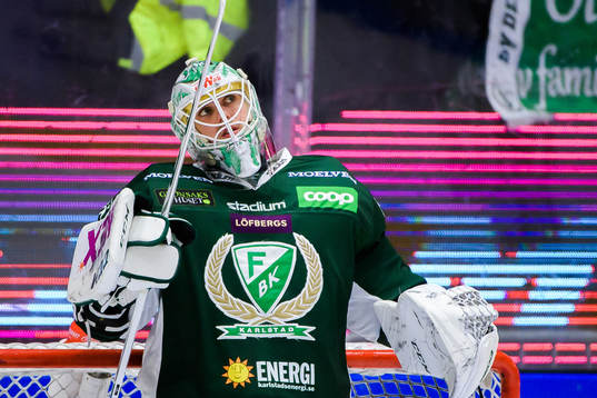 Färjestads målvakt Adam Werner deppar