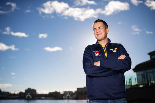 Head coach Tomas Montén of team Sweden poses for a