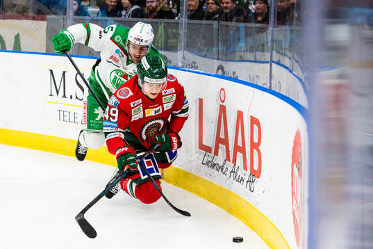 Frölundas Rhett Rakhshani och Rögles Alen Bibic
