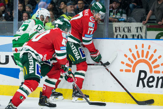 Frölundas Sebastian Stålberg och Rögles Taylor Matson