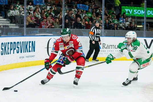 Frölundas Rhett Rakhshani och Rögles Erik Andersson