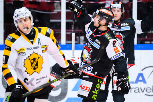 Malmö Redhawks Johan Olofsson jublar