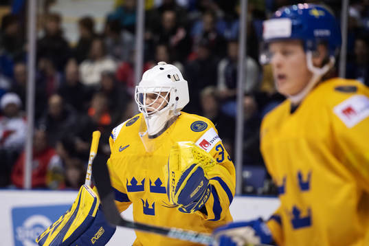 Goaltender Olle Eriksson Ek of Sweden