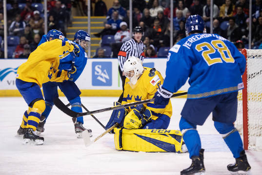 Goaltender Olle Eriksson Ek of Sweden