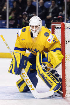 Goaltender Olle Eriksson Ek of Sweden