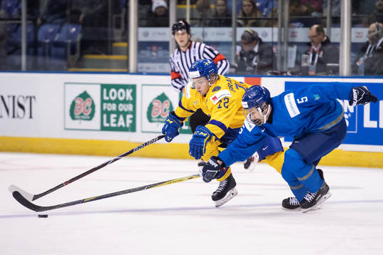 Erik Brännström of Sweden in action against Oleg Boiko of