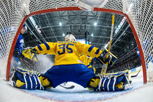 Goaltender Olle Eriksson Ek of Sweden