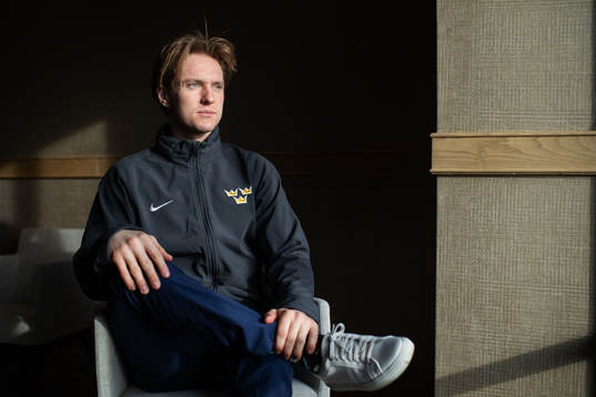 Rasmus Sandin of team Sweden poses for a portrait at a
