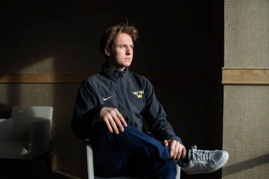 Rasmus Sandin of team Sweden poses for a portrait at a