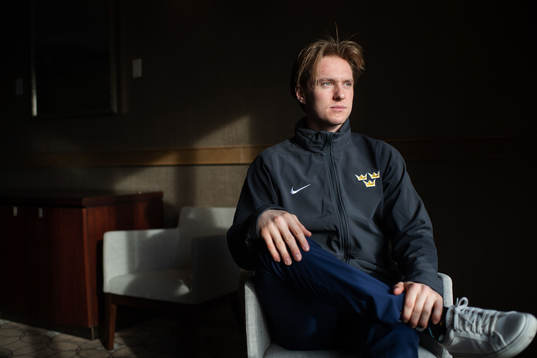 Rasmus Sandin of team Sweden poses for a portrait at a