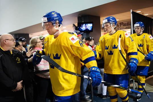 Rasmus Sandin, Filip Westerlund and Rickard Hugg of Sweden
