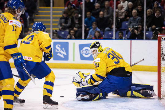 Goaltender Samuel Ersson of Sweden