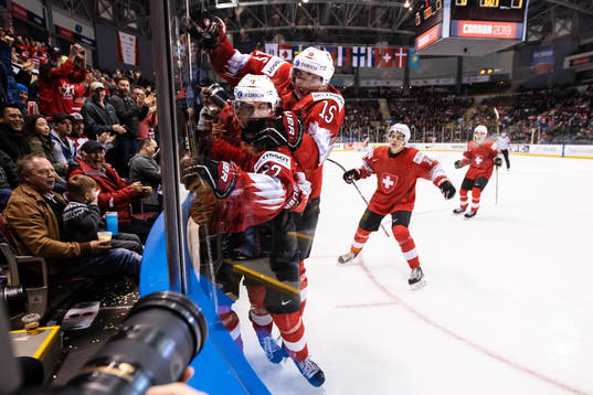 Luca Wyss and Matthew Verboon of Switzerland celebrate with