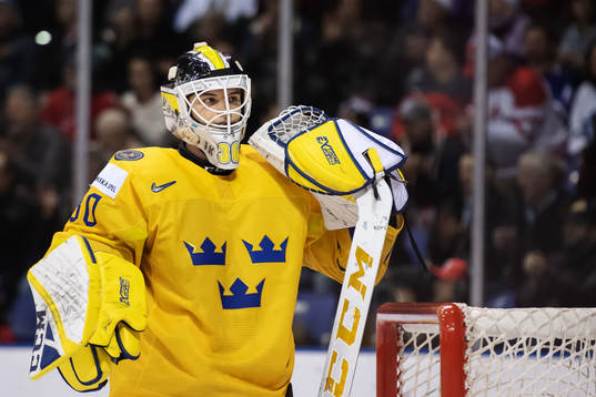Goaltender Samuel Ersson of Sweden