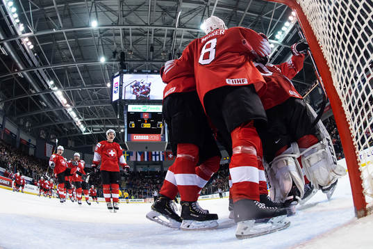 Players of team Switzerland celebrate