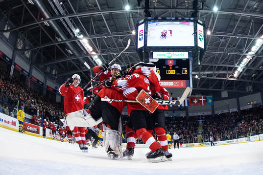 Players of team Switzerland celebrate