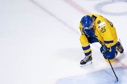 Rickard Hugg of Sweden looks dejected