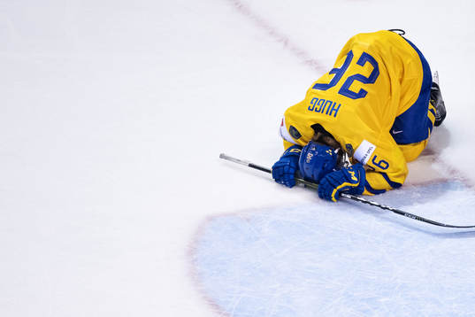 Rickard Hugg of Sweden looks dejected