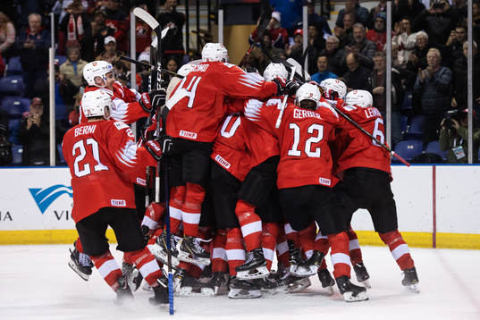 Players of team Switzerland celebrate