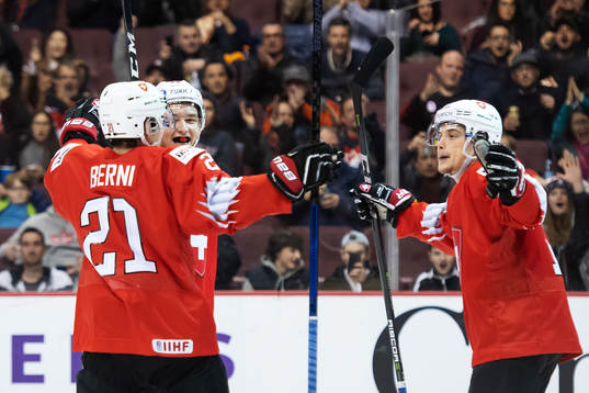 Tim Berni, Philipp Kurashev and Luca Wyss of Switzerland