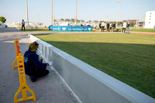 under a training session