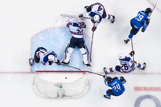 Kaapo Kakko of Finland scores the game winning 2-3 goal